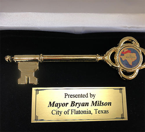 Customized 5-1/2 inch Gold Stratford Key in Black Presentation Box