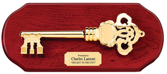 Golden Royal Key to the City Plaque