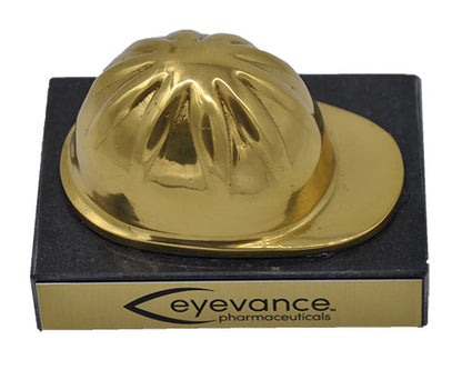 Gold Hard Hat on Black Marble Base with Plate