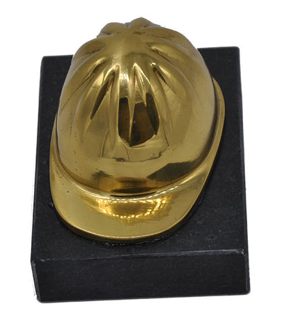 Gold Hard Hat on Black Marble Base