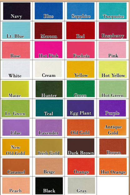 Color Chart for Rosette Ribbons