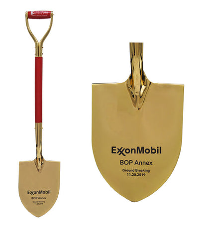 Vinyl Wrapped Gold Flat Shovel with Engraving on Blade