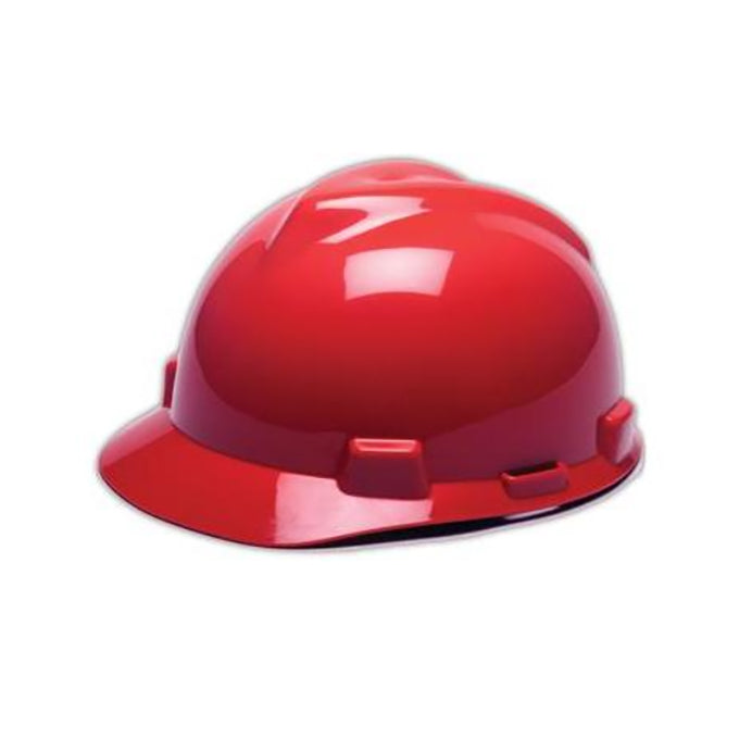 Red V-Guard Hard Hat with Fas-Trac Suspension