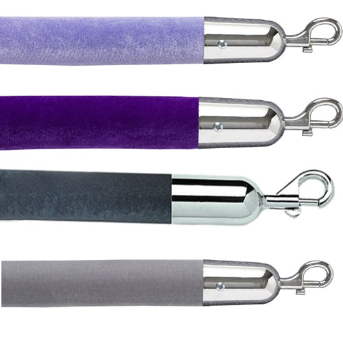 Velvet Rope Color Comparison - Light Purple, Royal Purple, Grey, Light Grey