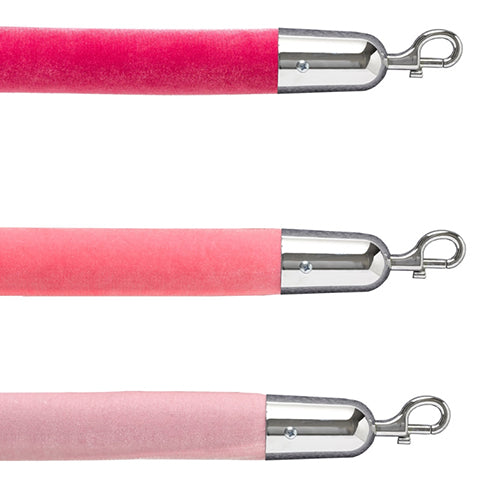 Velvet Rope Color Comparison - Hot Pink, Light Pink, Baby Pink