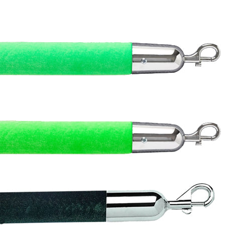 Velvet Rope Color Comparison - Mint Green, Citrus Green, Dark Lime Green