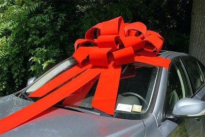 Supersized Circular 3-D Red Velvet Car or Building Bow