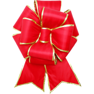Nylon Multi Loop Bow Red with Gold Trim