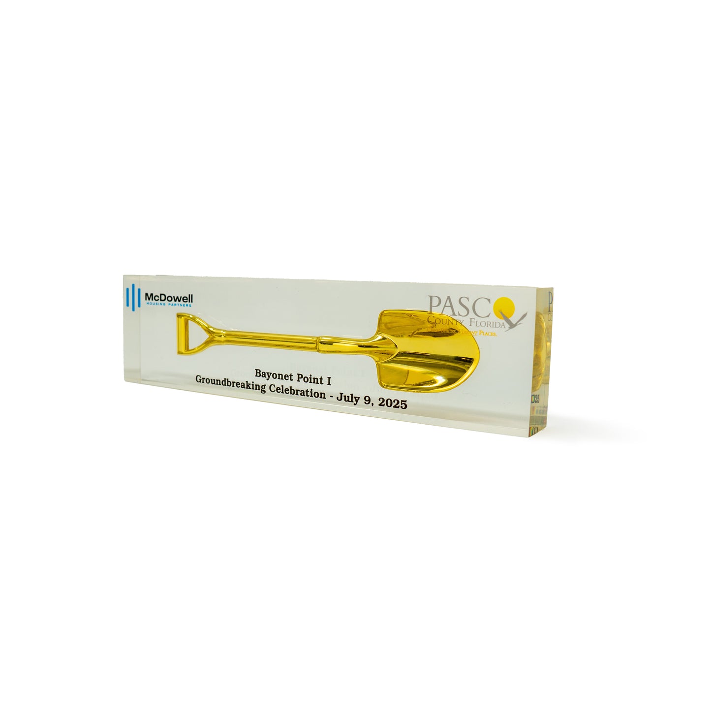 Gold or Silver Shovel Acrylic Block