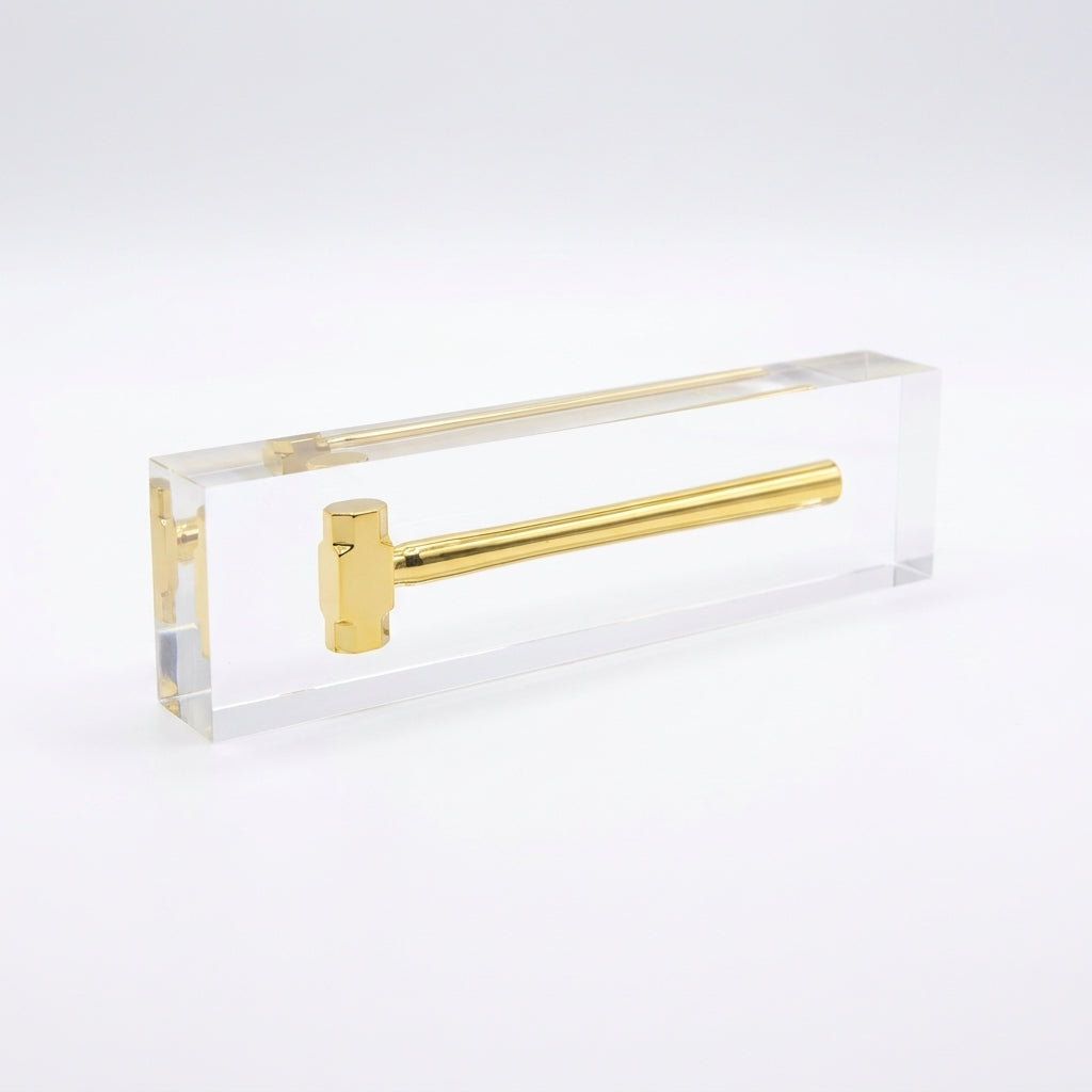 Gold Sledgehammer Acrylic Block