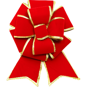 Velvet Multi Loop Bow Red with Gold Trim