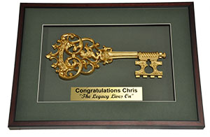 The glass framed keys overall size is 19" x 27"