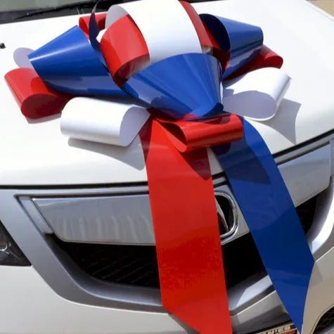 Patriotic Red White Blue Giant Car Bow Magnetic