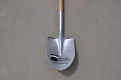 Custom Painted Silver Ceremonial Shovel with Vinyl Decal