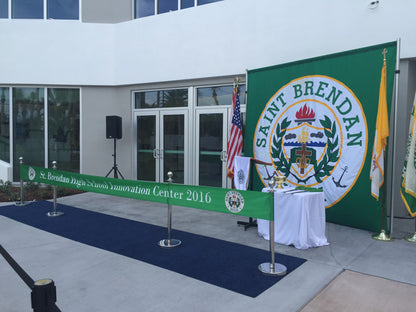 Chrome Crown Stanchion Holding Ceremonial Ribbon